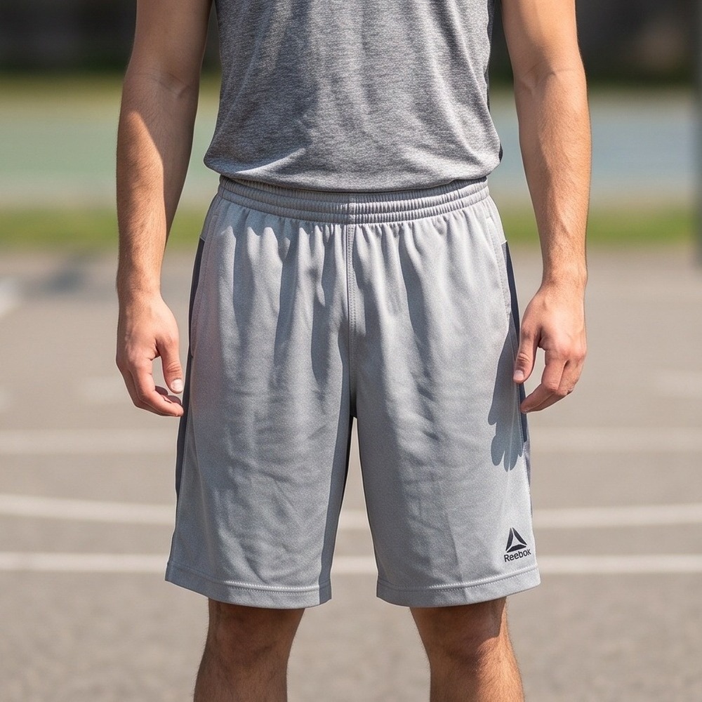Reebok Speedwick Mens Athletic Basketball Shorts Grey Training Gym 5521